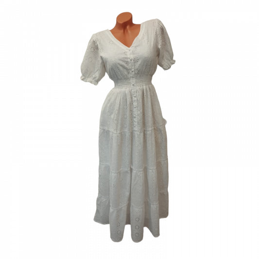 Rochie Brodata Alba cu Broderie Traditionala