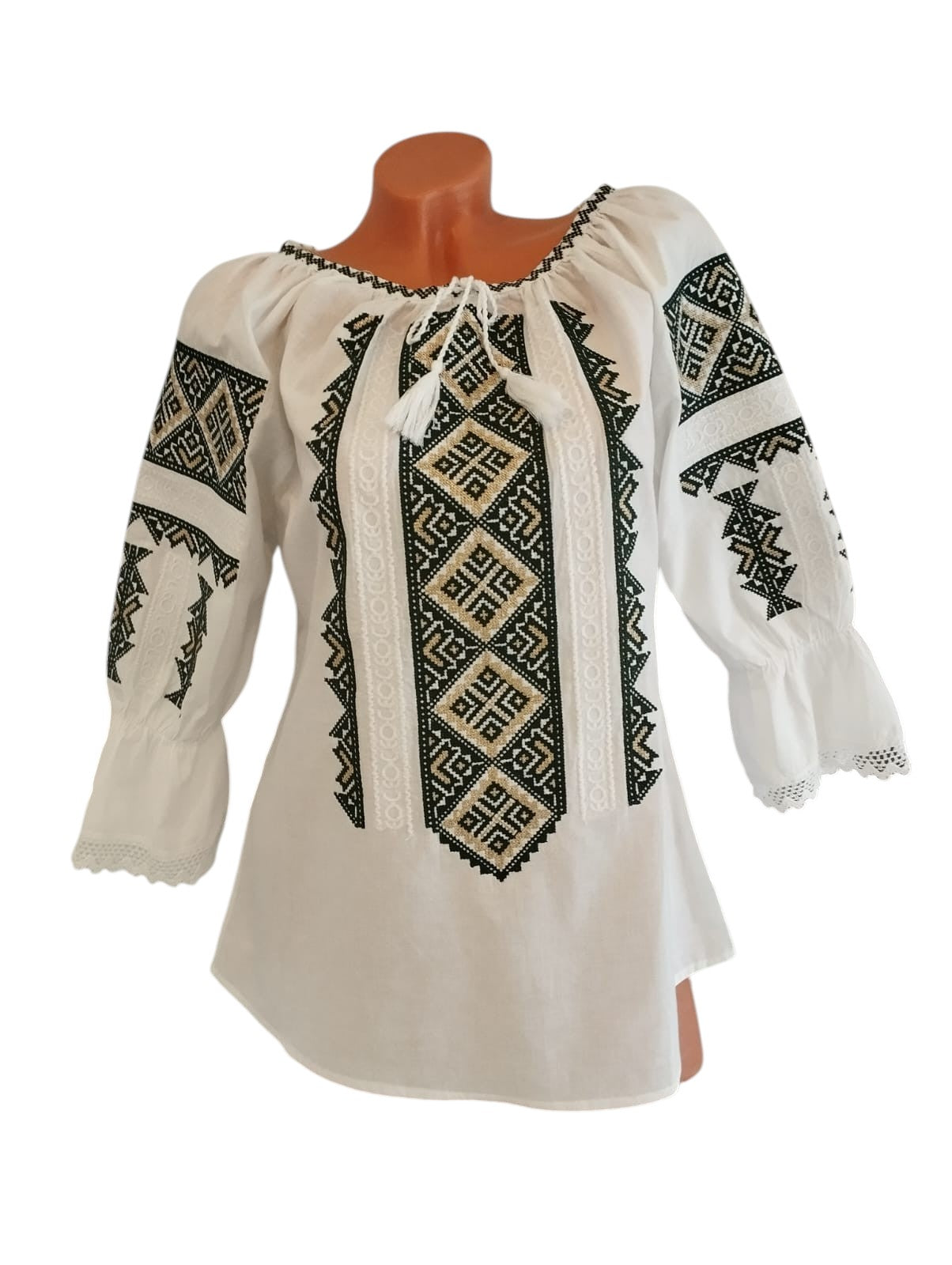 Ie Traditionala cu broderie in culori verde cu auriu marimi de la s la 3xl