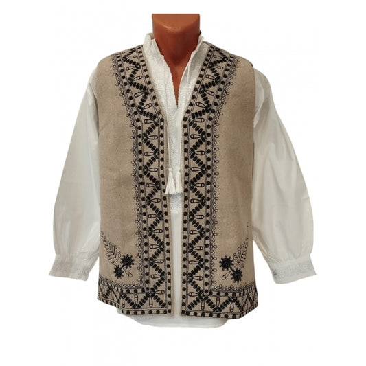Vesta barbati neagra cu motive traditionale-Model Ion2