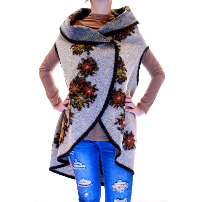 Vesta din lana cu model floral2