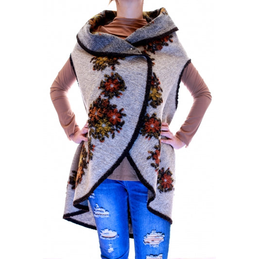 Vesta din lana cu model floral2