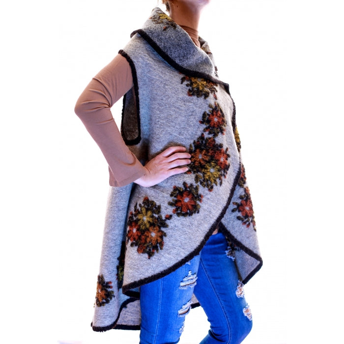 Vesta din lana cu model floral2