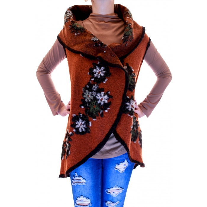 Vesta din lana cu model floral3