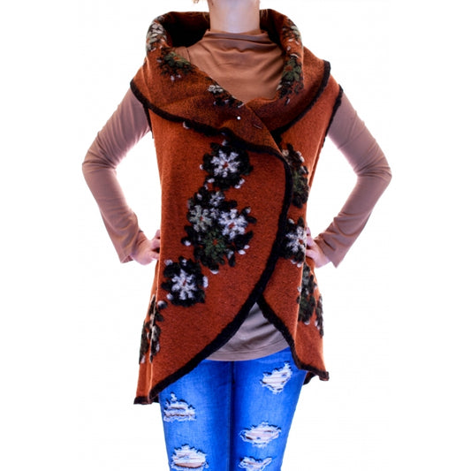 Vesta din lana cu model floral3