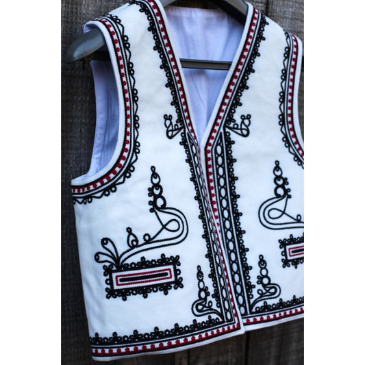 Vesta Traditionala Copii Unisex Stilizata Alba